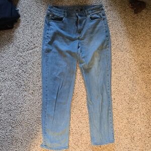 American Eagle Outfitters Medium Blue Super High Rise Straight Leg Jeans